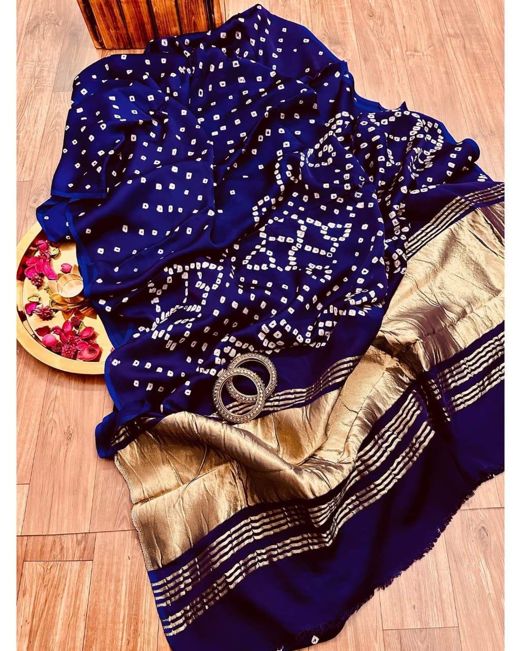 Gaji Silk Ekdana Bandhej Saree