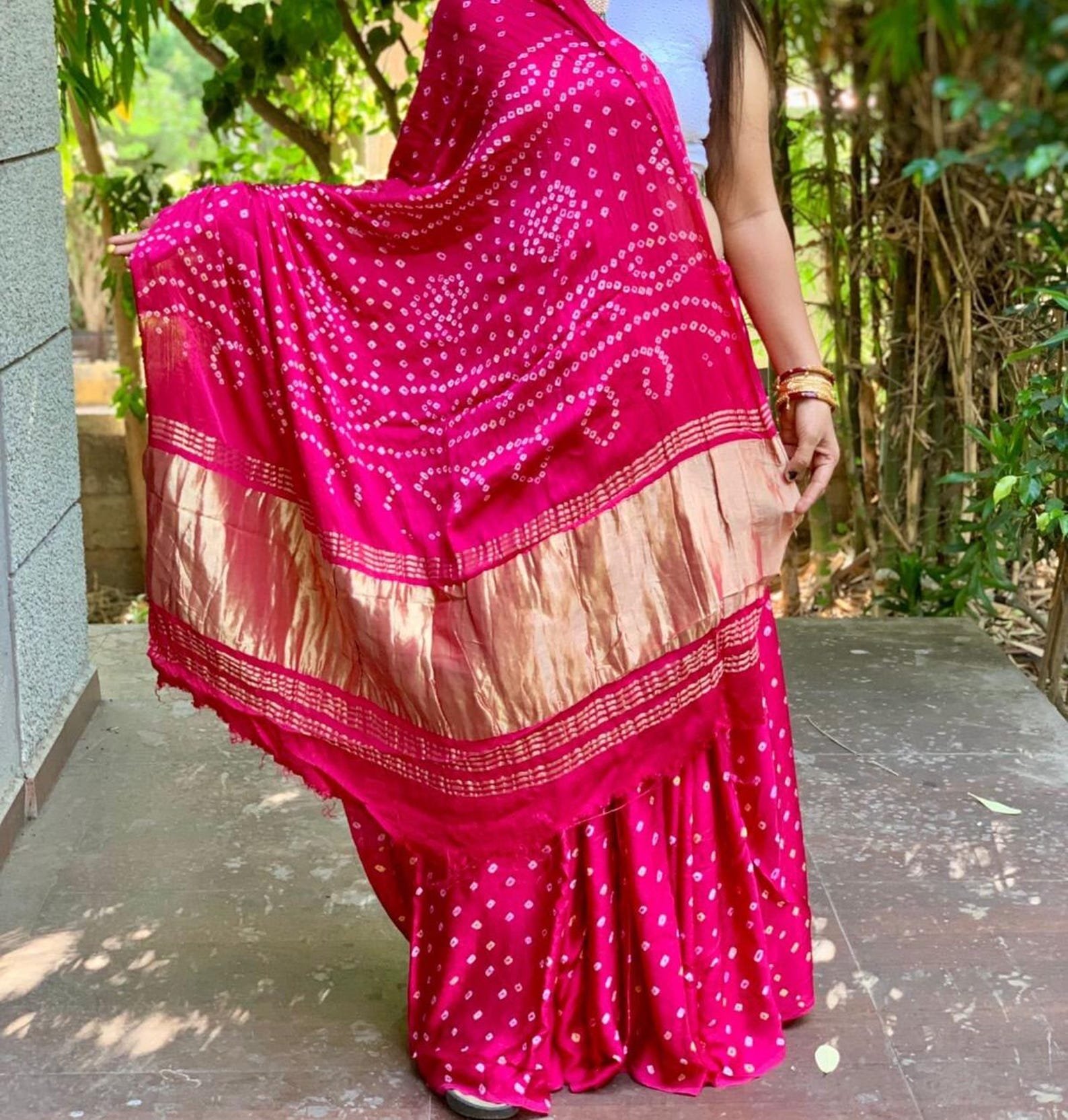 Gaji Silk Ekdana Bandhej Saree