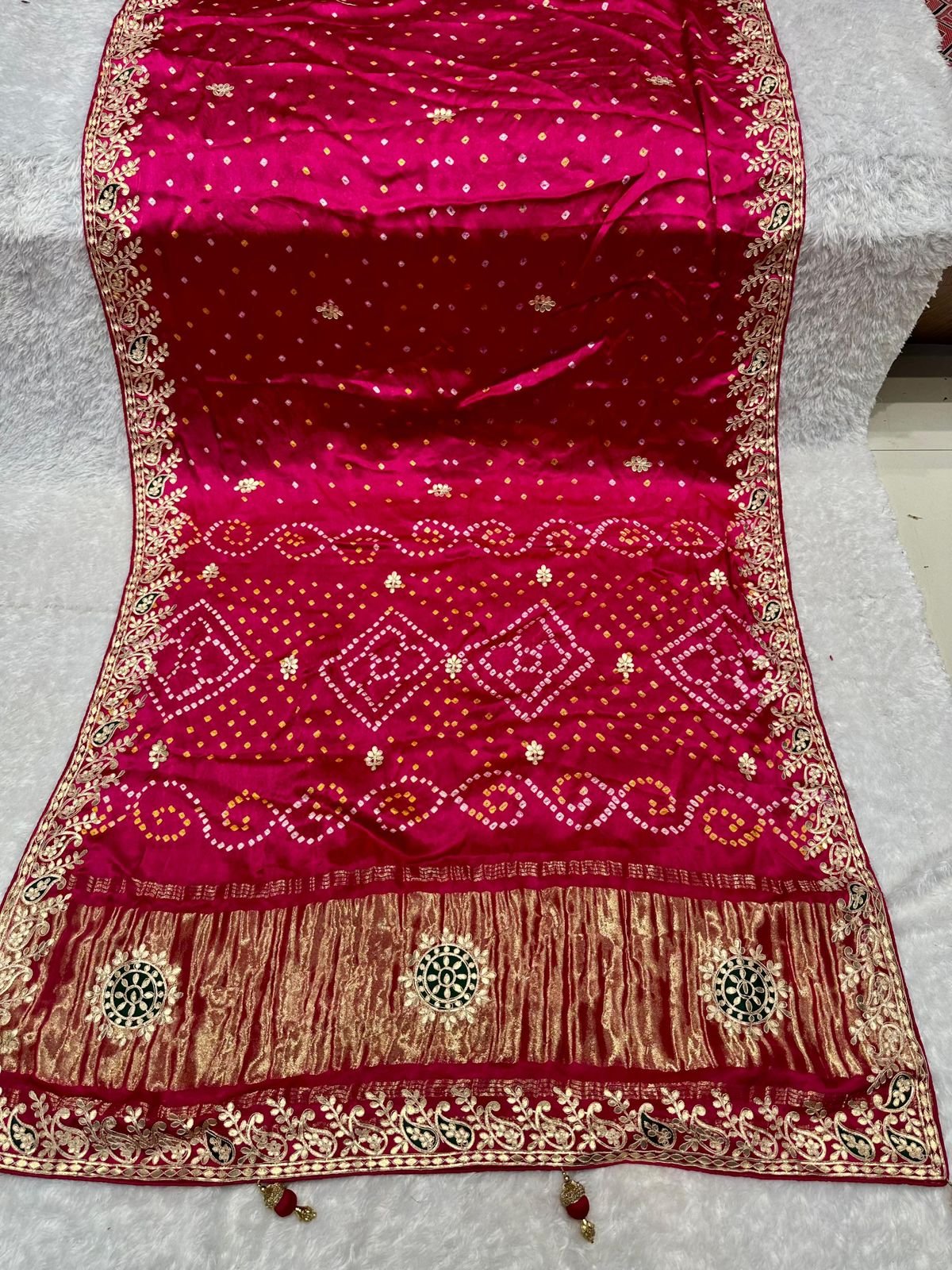 Gaji Silk Bandhej Gotapatti Keri work
