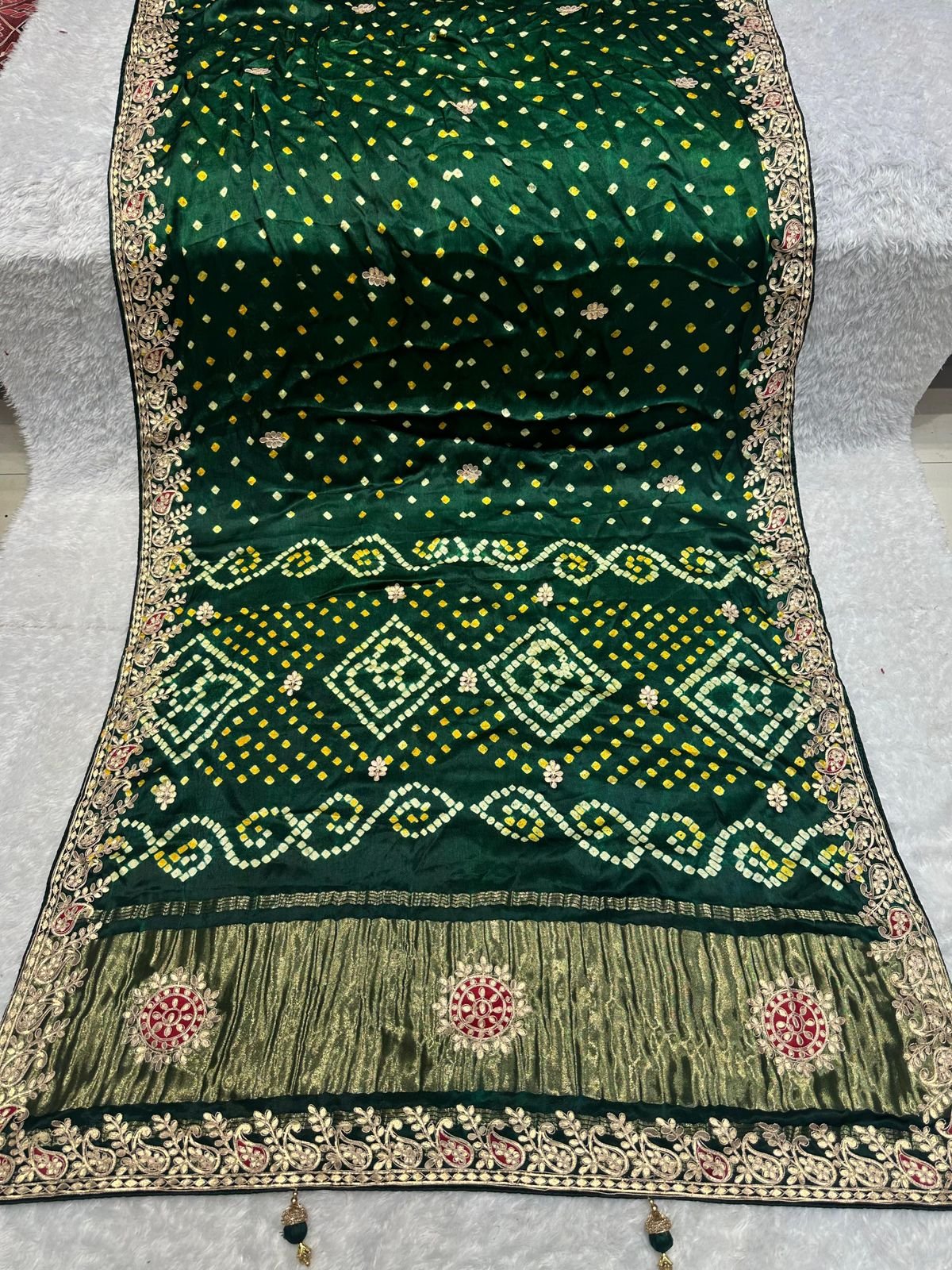 Gaji Silk Bandhej Gotapatti Keri work