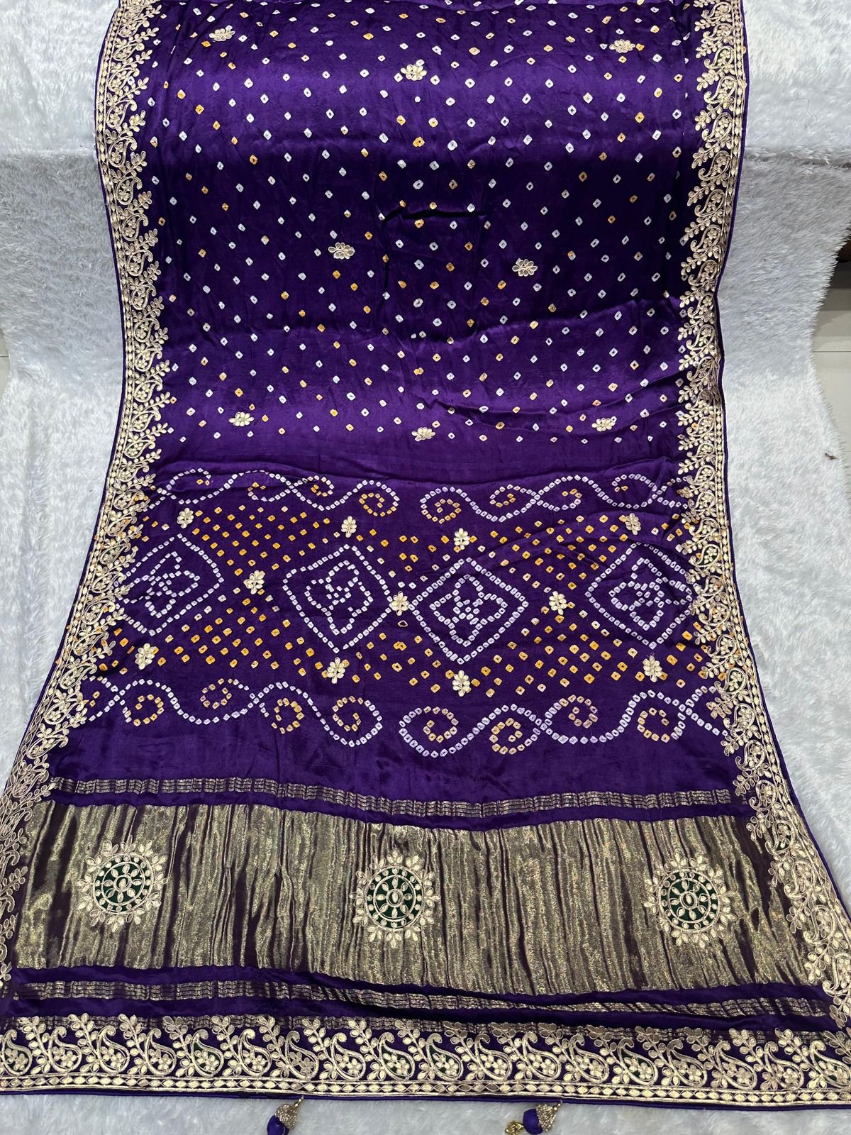 Gaji Silk Bandhej Gotapatti Keri work